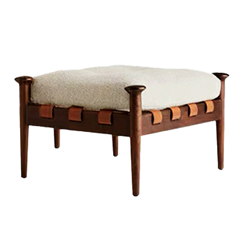 Пуф с каркасом из дерева и обивкой из ткани букле Furniture Medieval Молочный Пуф с каркасом из дерева и обивкой из ткани букле Furniture Medieval Молочный в Саратове | Loft Concept