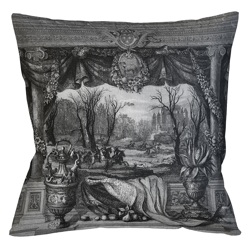 Декоративная подушка Madrid Castle Pillow Черно-белый Бежевый Декоративная подушка Madrid Castle Pillow Черно-белый Бежевый в Саратове | Loft Concept