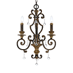 Люстра с подвесками из прозрачного стекла на кованом каркасе бронзового цвета в классическом стиле Quoizel варинант исполнения - 11 | Loft Concept в Саратове