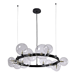 Люстра круглая подвесная с 15-ю прозрачными шарообразными плафонами из стекла Iona chandelier варинант исполнения - 6 | Loft Concept в Саратове