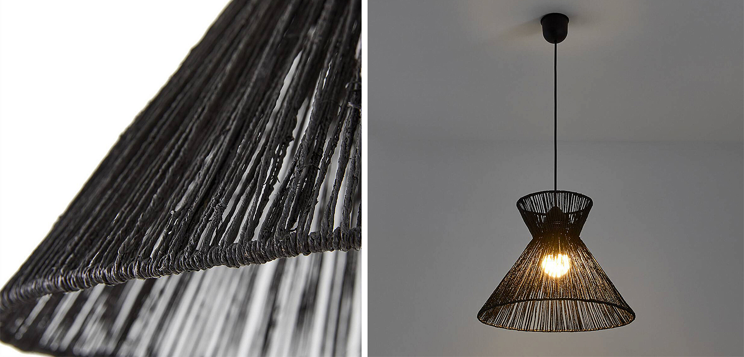 Подвесной светильник Signe Wicker Hemp Black Horn Подвесной светильник Signe Wicker Hemp Black Horn - Loft-Concept в Саратове