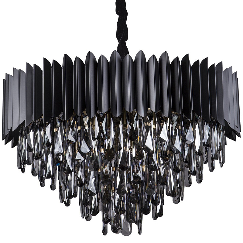 Люстра с хрустальными подвесками Blake Metal Crystal Chandelier Черный матовый Стекло Смок Бронза Люстра с хрустальными подвесками Blake Metal Crystal Chandelier Черный матовый Стекло Смок Бронза в Саратове | Loft Concept