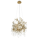 Подвесная люстра в виде ветвей деревьев золотого цвета с прозрачными подвесками-каплями 8 и 14 ламп Droplet Chandelier варинант исполнения - 4 | Loft Concept в Саратове