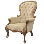 Кресло с мягкой обивкой из светло-коричневого велюра на 4-х деревянных ножках Evelyn Classical Armchair варинант исполнения - 3 | Loft Concept в Саратове