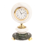 Часы настольные бронзовые из натуральных камней Мрамор и Змеевик Stone Clock варинант исполнения - 7 | Loft Concept в Саратове