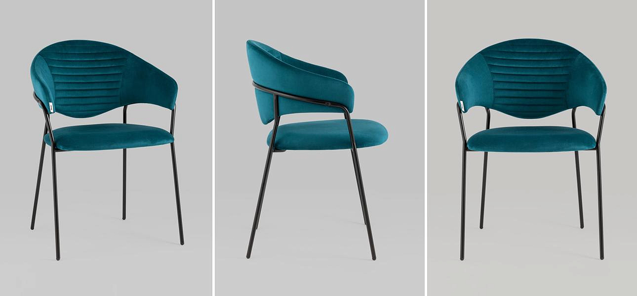 Стул Alexis Chair Сине-Зеленый Велюр Стул Alexis Chair Сине-Зеленый Велюр - Loft-Concept в Саратове