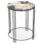 Стол журнальный круглый со столешницей из стекла Gold and Black Marble варинант исполнения - 1 | Loft Concept в Саратове