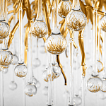 Люстра подвесная с прозрачными стеклянными подвесками в форме капель Диаметр 80 см Droplet Chandelier варинант исполнения - 16 | Loft Concept в Саратове