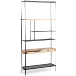 Металлический стеллаж с деревянными полками и ящиками Menzie Metal Wood Rack варинант исполнения - 2 | Loft Concept в Саратове