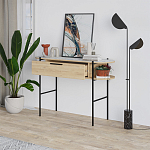 Консоль напольная деревянная с выдвижным ящиком и 2-мя полками со столешницей цвета белый мрамор OTIS CONSOLE OAK варинант исполнения - 2 | Loft Concept в Саратове