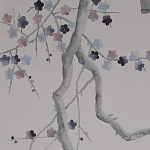 Обои ручная роспись Plum Blossom Special Colourway on Lilac Hint dyed silk варинант исполнения - 3 | Loft Concept в Саратове