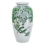Ваза высокая с зелеными цветочными и птичьими мотивами Vase Inspired by Nature варинант исполнения - 1 | Loft Concept в Саратове