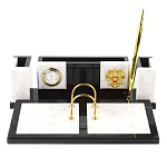 Настольный письменный набор из белого мрамора и змеевика Marble Accessory варинант исполнения - 1 | Loft Concept в Саратове