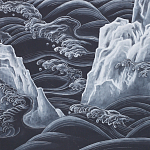 Обои ручная роспись Matsushima Waves Roka on Edo Night painted silk варинант исполнения - 2 | Loft Concept в Саратове