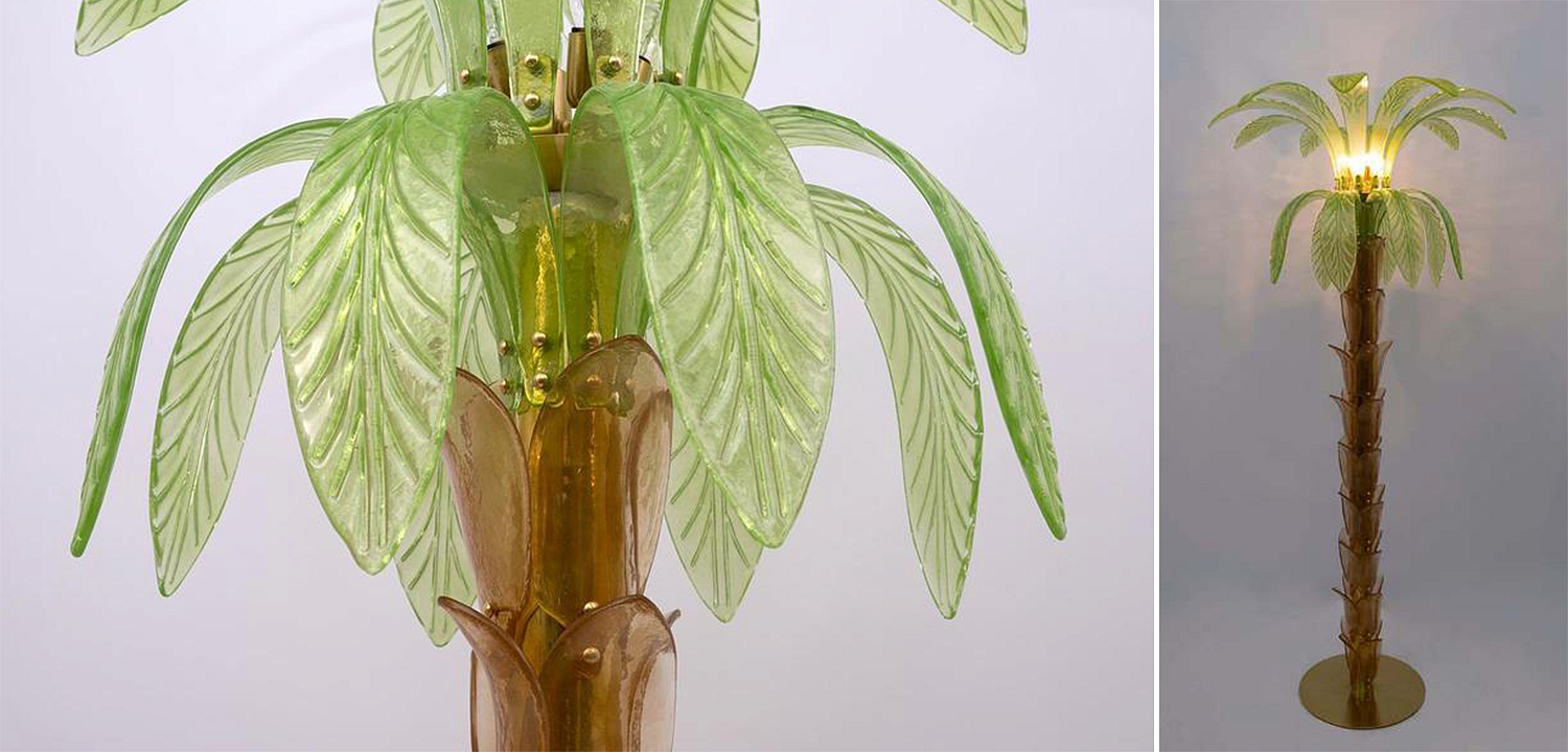 Дизайнерская Торшер Пальма из Стекла Модерн ХХ века Pair Of Murano Glass And Brass Palm Tree Floor Lamp Дизайнерская Торшер Пальма из Стекла Модерн ХХ века Pair Of Murano Glass And Brass Palm Tree Floor Lamp - Loft-Concept в Саратове
