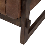 Коричневое кожаное кресло на деревянном каркасе Duncan Armchair варинант исполнения - 1 | Loft Concept в Саратове