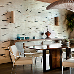 Обои ручная роспись Fishes Blue Pearl on Tarnished Silver gilded silk with pearlescent antiquing варинант исполнения - 4 | Loft Concept в Саратове