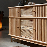 Дизайнерский комод овальный с фактурным фасадом и вставками из плетеных элементов Ambar варинант исполнения - 3 | Loft Concept в Саратове