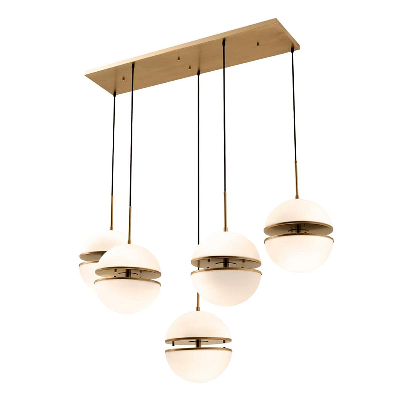 Люстра Hanging Lamp Spiridon 5 light Латунь Античная полированная Белый Люстра Hanging Lamp Spiridon 5 light Латунь Античная полированная Белый в Саратове | Loft Concept