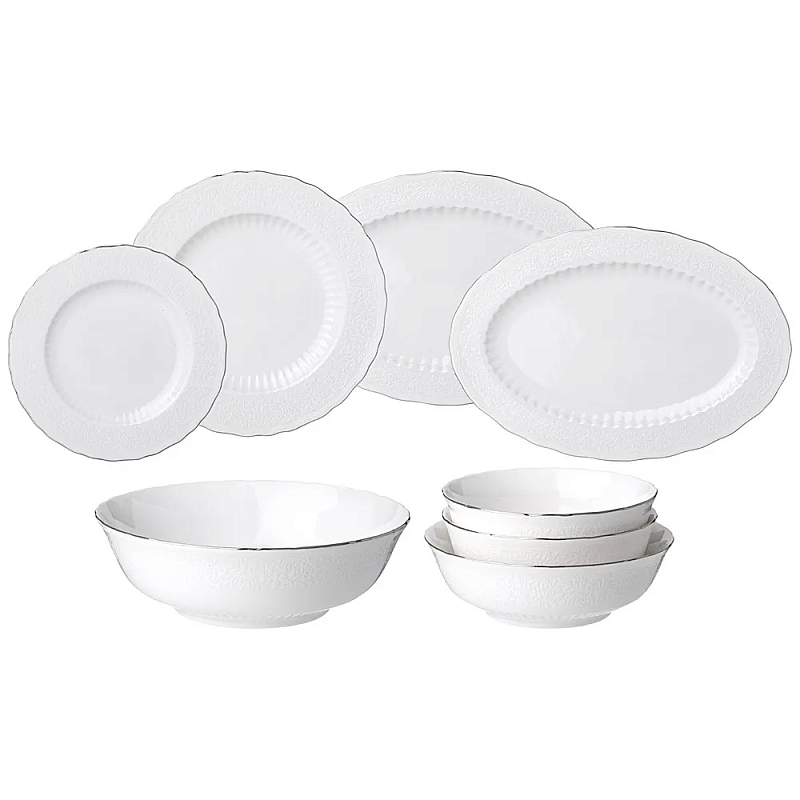 Обеденный сервиз белый из фарфора на 6 персон 23 предмета Garden Whisper Porcelain Set Белый Обеденный сервиз белый из фарфора на 6 персон 23 предмета Garden Whisper Porcelain Set Белый в Саратове | Loft Concept