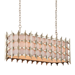 Люстра овальной формы с фактурным серебряным каркасом и тканевым абажуром Silver Honeycomb варинант исполнения - 1 | Loft Concept в Саратове