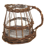 Кашпо стеклянное в плетёной корзине Mistress варинант исполнения - 1 | Loft Concept в Саратове