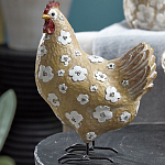 Статуэтка курица с белым цветочным узором и металлическими ножками Rustic Chicken варинант исполнения - 3 | Loft Concept в Саратове