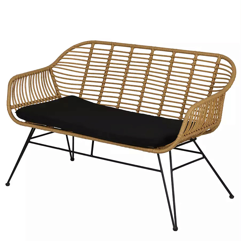 Кушетка плетеная из ротанга Wicker Сouch Бежевый Черный в Саратове | Loft Concept 