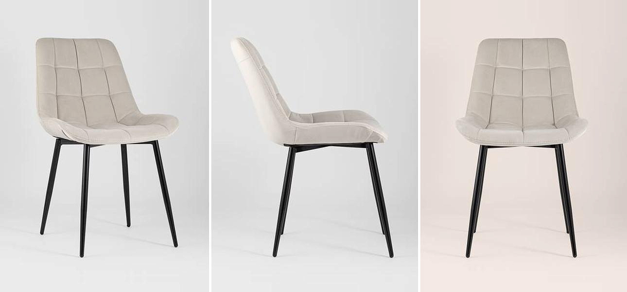 Стул NANCY Chair Молочный Цвет Черные Ножки Стул NANCY Chair Молочный Цвет Черные Ножки - Loft-Concept в Саратове
