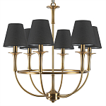 Люстра на металлическом основании бронзового цвета с 6-ю черными конусовидными абажурами Dignity варинант исполнения - 6 | Loft Concept в Саратове