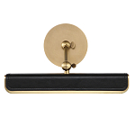 Светильник для картин цвет винтажная латунь с прямоугольным плафоном из кожи черного цвета Alora варинант исполнения - 3 | Loft Concept в Саратове