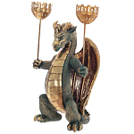 Подсвечник в виде дракона Dragon Candlestick Green Gold варинант исполнения - 2 | Loft Concept в Саратове