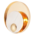 Бра с круглым плафоном из белого мрамора и золотистым металлическим обрамлением  Ginger & Jagger варинант исполнения - 1 | Loft Concept в Саратове