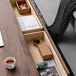 Кофейный стол из массива дерева с выдвижными ящиками Coffee Walnut Table варинант исполнения - 7 | Loft Concept в Саратове