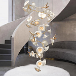 Люстра каскадная из белых цветов каллы и птичек Refined Taste of Light варинант исполнения - 4 | Loft Concept в Саратове