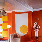 Обои ручная роспись Chez Nina by India Mahdavi Lantana colourway on Arancio dyed silk варинант исполнения - 5 | Loft Concept в Саратове