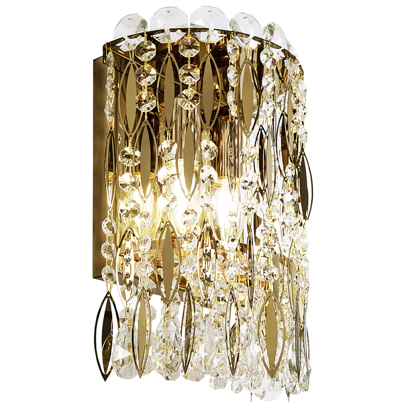 Бра с металлическими и хрустальными подвесками Bonnay Crystal Wall Lamp Прозрачное Стекло Золотой Бра с металлическими и хрустальными подвесками Bonnay Crystal Wall Lamp Прозрачное Стекло Золотой в Саратове | Loft Concept
