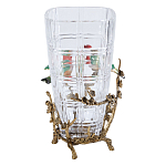 Ваза стеклянная прозрачная с бронзовым основанием в виде ветвей и фарфоровыми птичками Eden Garden варинант исполнения - 2 | Loft Concept в Саратове