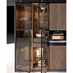 Комбинированный кухонный гарнитур сине-серого цвета с фасадом под дерево Benjamin Kitchen Set варинант исполнения - 3 | Loft Concept в Саратове