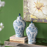 Ваза с крышкой и голубым цветочным рисунком на белом фоне Blue & White Ornament варинант исполнения - 6 | Loft Concept в Саратове