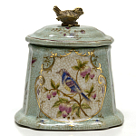 Шкатулка голубого цвета с рисунком и состаренным эффектом Eden Garden варинант исполнения - 1 | Loft Concept в Саратове