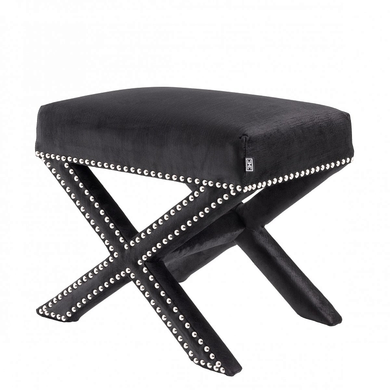 Оттоманка Eichholtz Stool Perugia Black Черный Никель в Саратове | Loft Concept 