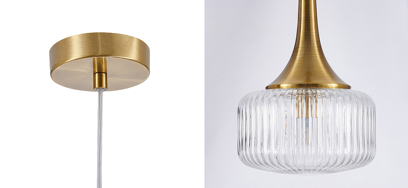Подвесной светильник Blown Glass с прозрачным рельефным плафоном Подвесной светильник Blown Glass с прозрачным рельефным плафоном - Loft-Concept в Саратове