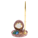 Часы настольные с шариковой металлической ручкой из натурального камня Stone Clock варинант исполнения - 4 | Loft Concept в Саратове
