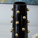 Ваза черная цилиндрическая с глянцевым покрытием и золотыми декоративными элементами Molecule Collection варинант исполнения - 2 | Loft Concept в Саратове