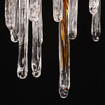 Люстра линейная золотого цвета с декоративными ветвями и длинными стеклянными подвесками в форме сосулек Droplet Chandelier варинант исполнения - 9 | Loft Concept в Саратове