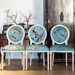 Стул из массива бука с изображением птиц и цветов Turquoise Beige Chinoiserie Garden Chair варинант исполнения - 7 | Loft Concept в Саратове