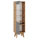 Шкаф-витрина с фасадом цвета серый бетон и стеклянной дверкой Grace of Furniture варинант исполнения - 2 | Loft Concept в Саратове