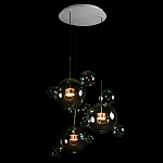 Люстра подвесная с прозрачными бирюзовыми стеклянными шарами и круглым основанием 3 лампы Giopato & Coombes варинант исполнения - 4 | Loft Concept в Саратове