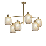 Люстра потолочная с абажурами из металлической сетки Loft Grid Pendant Gold варинант исполнения - 1 | Loft Concept в Саратове